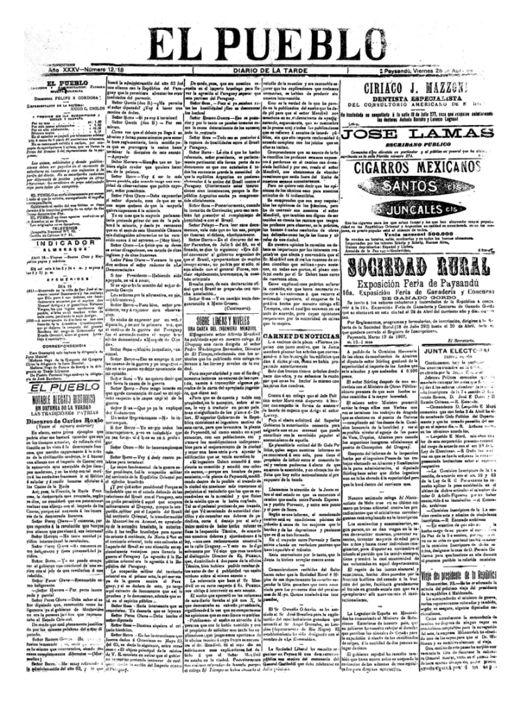 EL PUEBLO del 26/04/1907